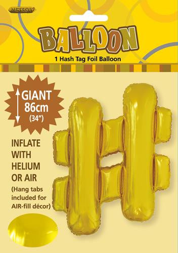 Gold "#" Alphabet Foil Balloon 86cm (34") mega